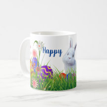 Jardin anglais Joyeux lapin de Pâques et oeufs col