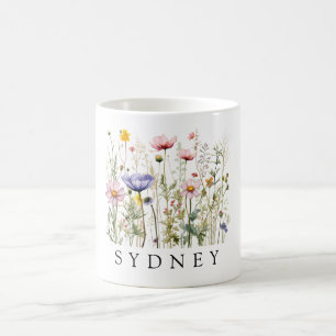 Mug Jardin botanique de fleurs sauvages à l'aquarelle