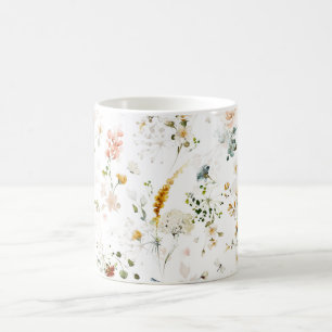 Mug Jardin de fleurs sauvages à l'aquarelle élégant 