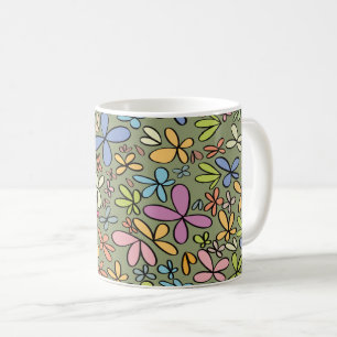 Mug Jardin de fleurs sauvages abstraites colorées