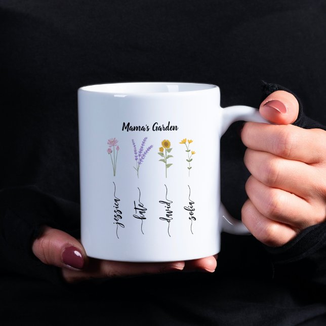 Mug Jardin de maman Enfants personnalisés Nom Fête des (Créateur téléchargé)