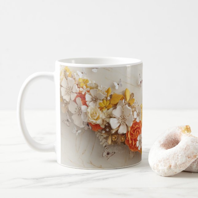Mug Jardin de printemps des papillons 3D (Avec donut)