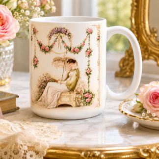 Mug Jardin de roses de la Régence lisant une dame