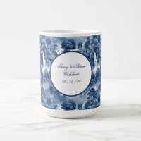Jardin d'eau japonais en porcelaine blanche bleue