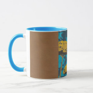 Mug Jardin Golden Yarrow avec Arrière - plan bleu