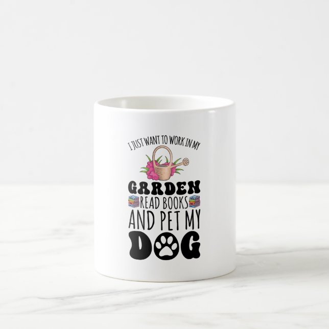 Mug Jardin Lire Livres Et Chiens De Compagnie Drôle Pl (Centre)