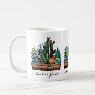 Mug Jardin mignon de cactus d'aquarelle dans le pot