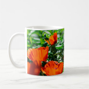 Mug Jardin stylisé Rouge Orange Fleurs de pavot