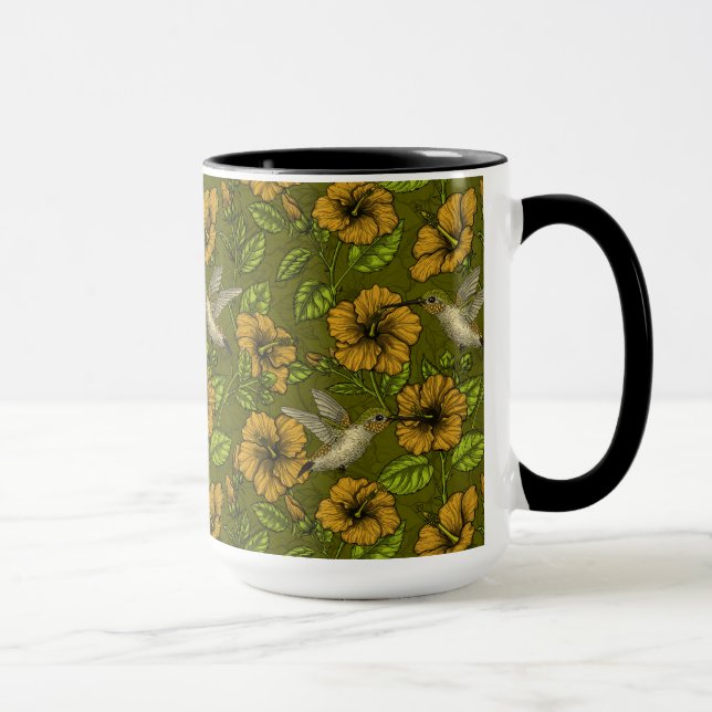 Mug Jardin tropical nocturne jaune et vert (Droite)