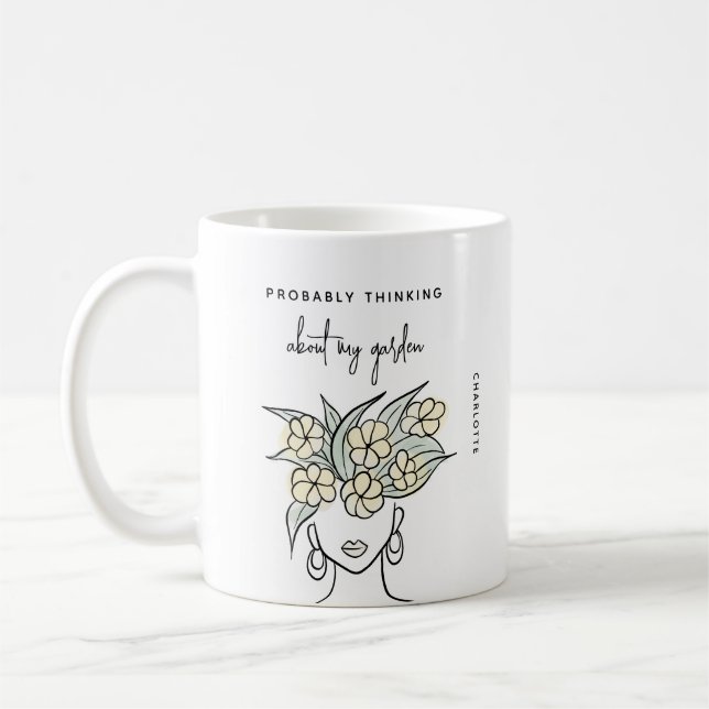 Mug Jardin Whimsical Jaune Floral Personnalisé (Gauche)