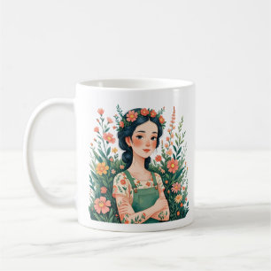 Mug Jardinier fleuri - Dame jardinière avec des fleurs