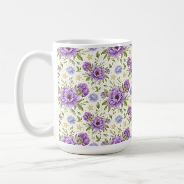 MUG JAUNE AUX TONS DE FLEURS D'EAU VIOLENTES (Gauche)