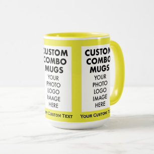 Mug Jaune Cadre 4x6 3 Photo Texte Grand Combo personna