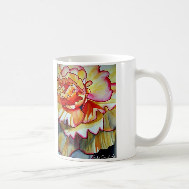Mug Jaune de la fleur de Begonia aquarelle art origina (Droite)