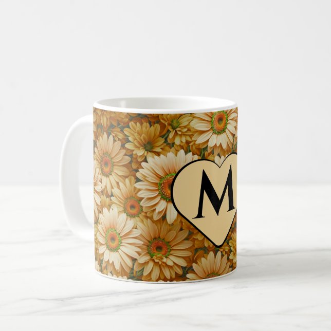 Mug Jaune floral jaune tournesol jaunes marguerites (Devant gauche)