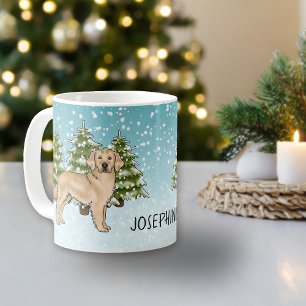 Mug Jaune Golden Retriever Chien Noël Nom personnalisé