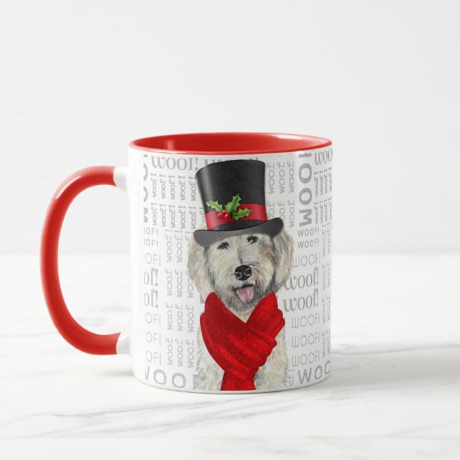 Mug Jaune Labradoodle Amoureux des chiens Noël (Gauche)