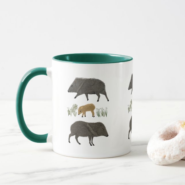 Mug Javelina Family Portrait Animaux du désert (Avec donut)