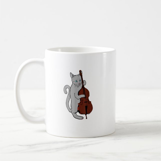 Mug Jazz Cat Jouer droit basse Cool musicien Hommes (Gauche)