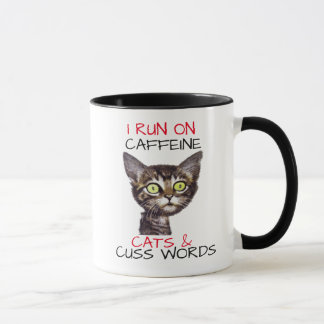 MUG JE COURS SUR CAFFEINE CATS & MOTS CUSS