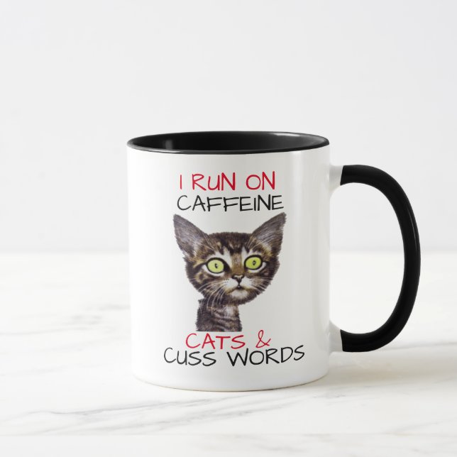 MUG JE COURS SUR CAFFEINE CATS & MOTS CUSS (Droite)