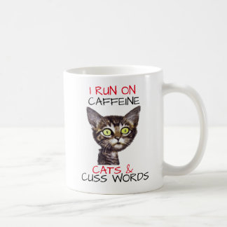 MUG JE COURS SUR CAFFEINE CATS & MOTS CUSS