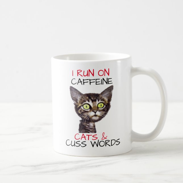 MUG JE COURS SUR CAFFEINE CATS & MOTS CUSS (Droite)