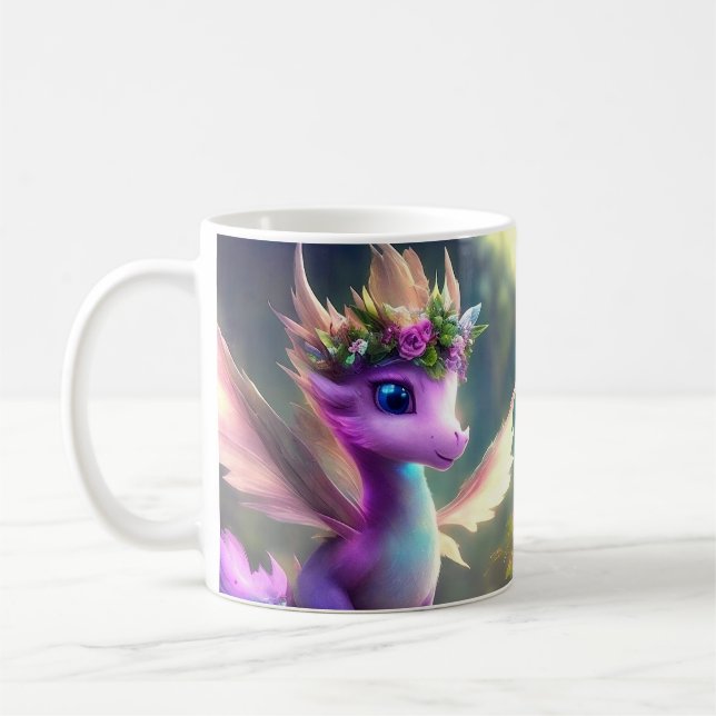 Mug Je crois dans le merveilleux (dragon de fées viole (Gauche)