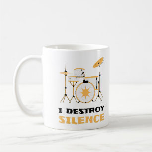 Mug Je Détruis Silence Funny Drummer