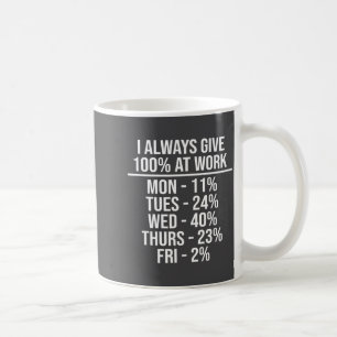 Mug Je donne toujours 100% au travail Citations drôles