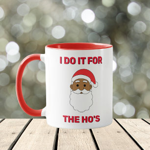 Mug Je le fais pour la Père Noël blanche afro-américai