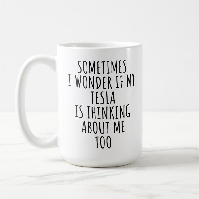 Mug Je me demande si ma Tesla pense à moi aussi Boss (Gauche)