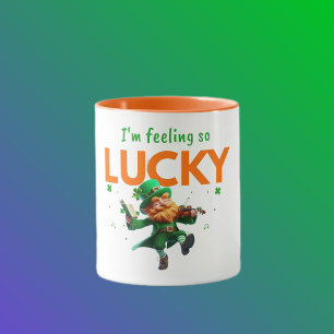 Mug Je me sens tellement chanceux, leprechaun dansant