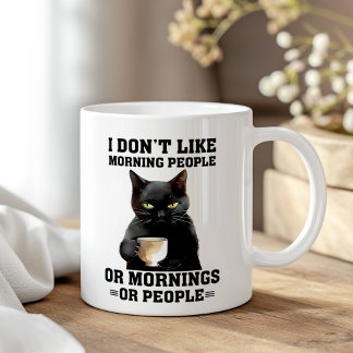 Mug Je n'aime pas les gens du matin Sarcastique Chat N