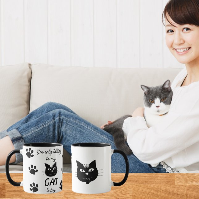 Mug Je ne parle qu'à mon chat aujourd'hui (Créateur téléchargé)