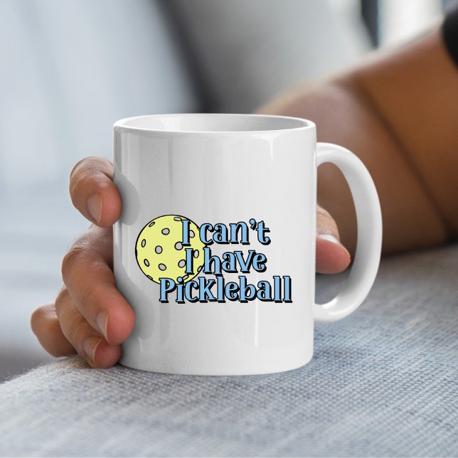 Mug Je ne peux pas, j'ai du pickleball | Bleu et jaune (Créateur téléchargé)