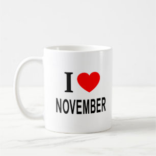 Mug Je ❤️ NOVEMBRE J'AIME NOVEMBRE JE SUIS FAN DE NOVE