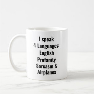 Mug Je Parle 4 Langues, Anglais, Profanité, Sarcasme