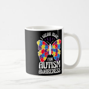 Mug Je Porte Du Bleu Pour L'Autisme Papillon De Sensib