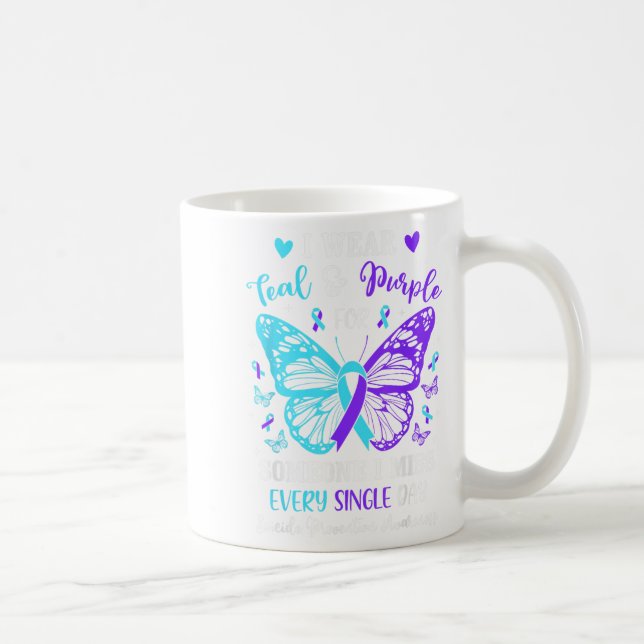Mug Je Porte le &amp Turquoise; Purple Suicide Prevent (Droite)