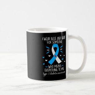 Mug Je porte le bleu et le gris Type 1 Diabète Sensibi