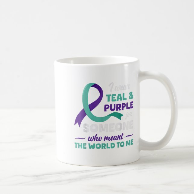 Mug Je Porte Turquoise &amp; Purple Pour La Prévention (Droite)