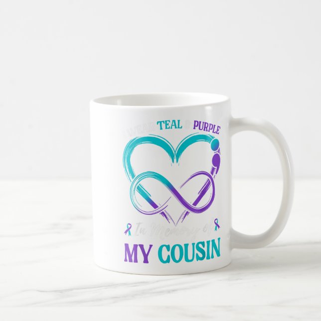 Mug Je Porte Turquoise &amp ; Violet En Mémoire De Mon (Droite)