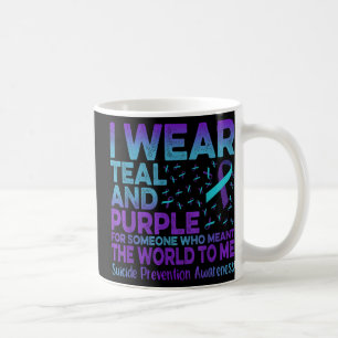 Mug Je porte un ruban sarcelle et violet pour la préve