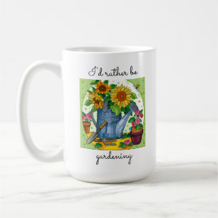 Mug Je préfère jardiner ! Bouge de café fleurie mignon