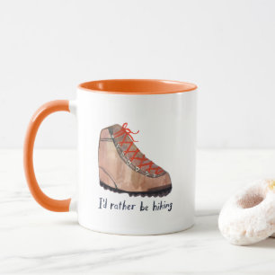 Mug Je préférerais être Randonnée Boot Watercolor Camp