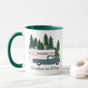 Mug Je préférerais être RVing Retro Camper Tree CUSTOM