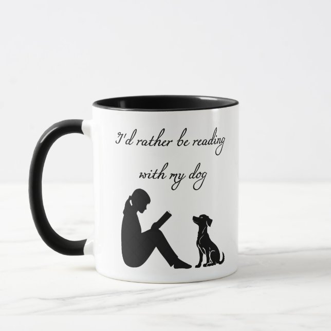 Mug Je préférerais lire avec mon chien (Gauche)