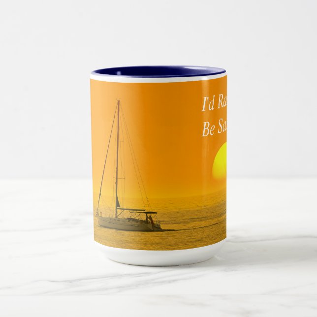 Mug Je préférerais naviguer, coucher du soleil, do-it-