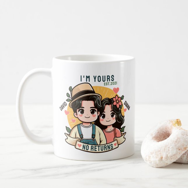 Mug Je suis à vous Aucun remboursement Couple Valentin (Avec donut)